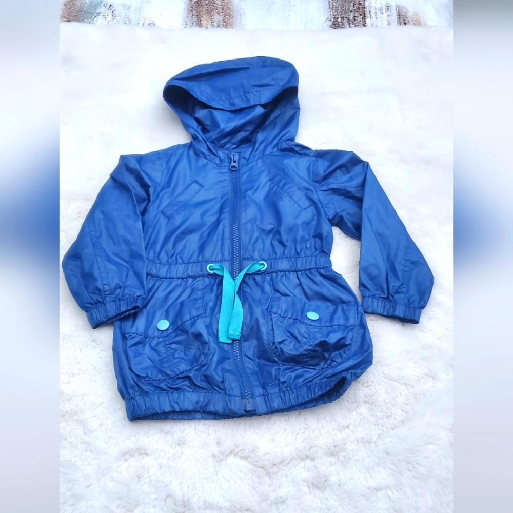 Vibrant Blue Hooded Jacket with Teal Details Old NAVY SZ 2T